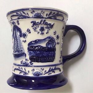 Delft Blue Holland Coffee Mug Handmade Tea Cup St. Maarten Windmill Vintage 4”